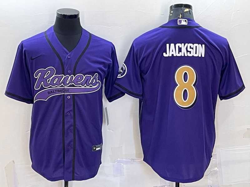 Mens Baltimore Ravens #8 Lamar Jackson Black Gold With Patch Cool Base Stitched Baseball Jersey